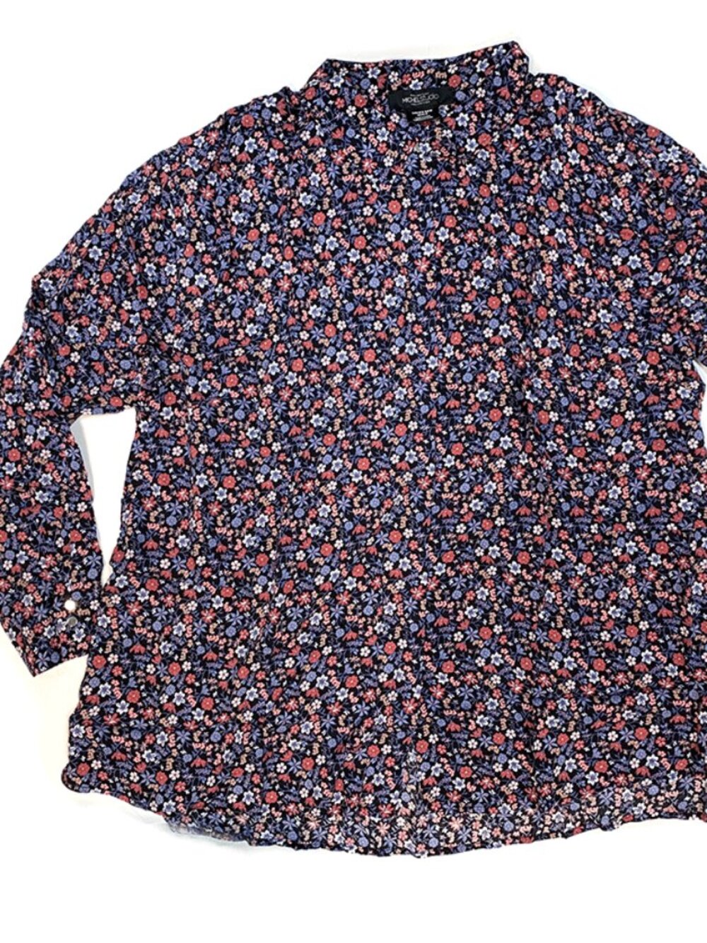 Long Sleeve Floral Print Button-Down Woven Blouse